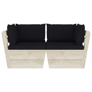 Sofá paletes 2 lugares p/ jardim c/ almofadões madeira de abeto H