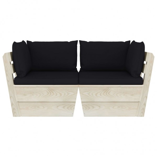 Sofá de palets de jardín 2 plazas con cojines madera de abeto M 2