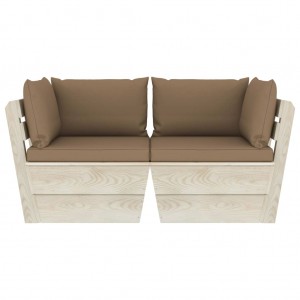 Sofá paletes 2 lugares p/ jardim c/ almofadões madeira de abeto H