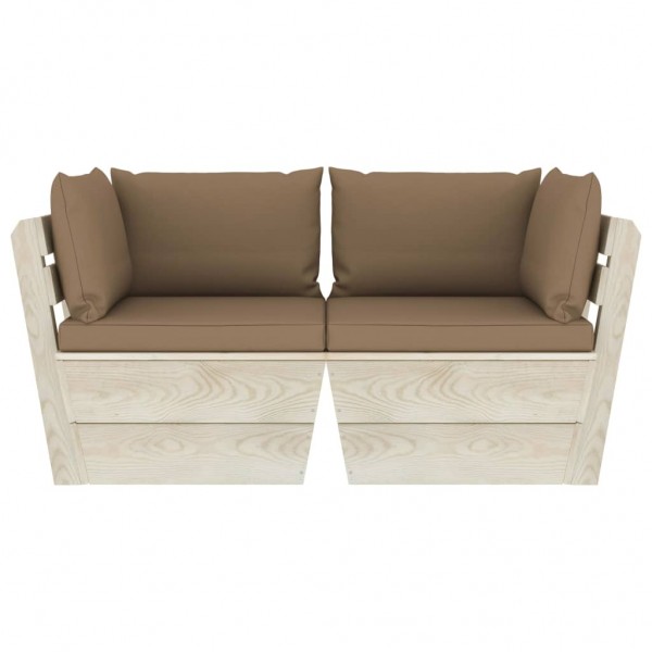 Sofá de palets de jardín 2 plazas con cojines madera de abeto M 2