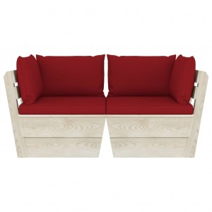 Sofá paletes 2 lugares p/ jardim c/ almofadões madeira de abeto H