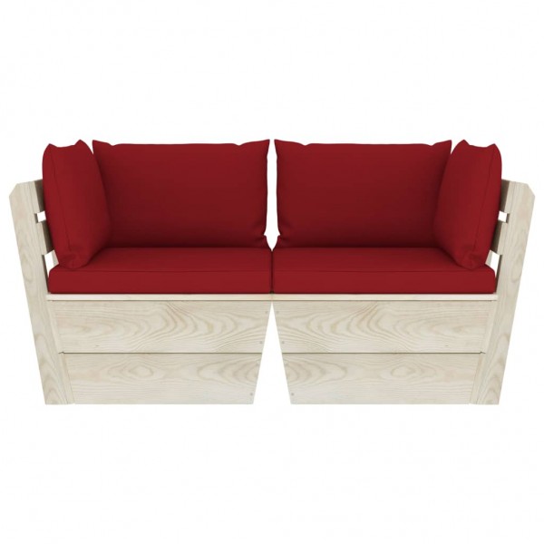Sofá de palets de jardín 2 plazas con cojines madera de abeto M 2