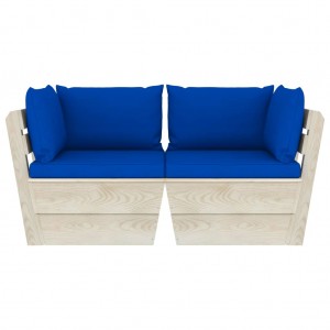 Sofá paletes 2 lugares p/ jardim c/ almofadões madeira de abeto H