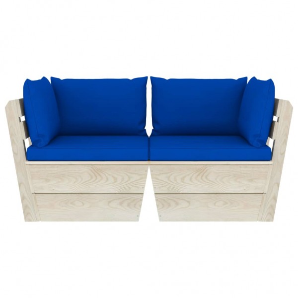 Sofá paletes 2 lugares p/ jardim c/ almofadões madeira de abeto M 2