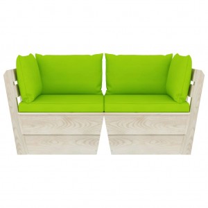 Sofá paletes 2 lugares p/ jardim c/ almofadões madeira de abeto H