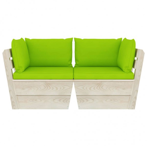 Sofá paletes 2 lugares p/ jardim c/ almofadões madeira de abeto M 2