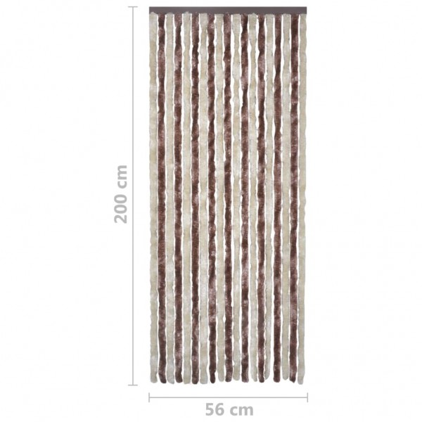 Cortina anti-insetos 56x200 cm chenille bege e castanho-claro M 5