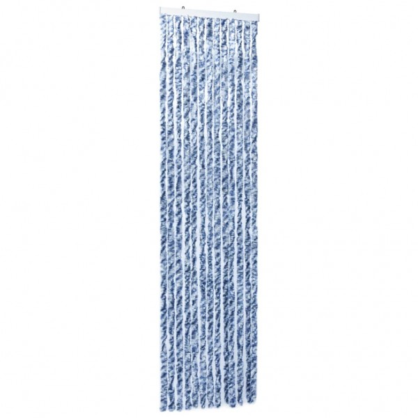 Cortina anti-insetos 118x220 cm chenille azul e branco M 4