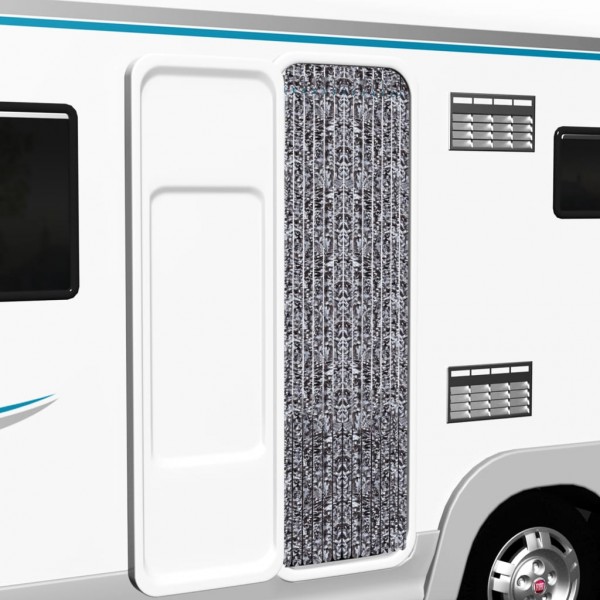 Cortina mosquitera marrón y beige chenilla 90x200 cm D