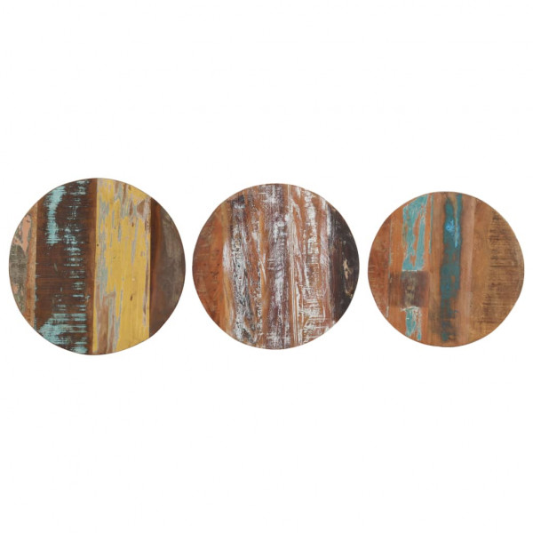 Mesitas auxiliares 3 piezas madera maciza reciclada M 5