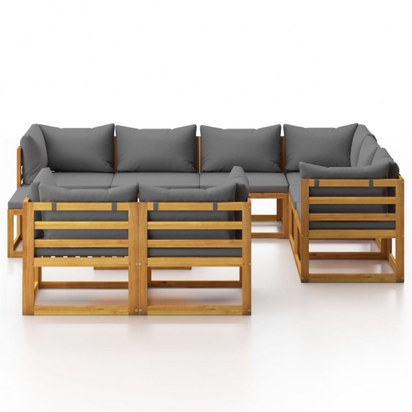 10 pcs conjunto lounge de jardim com almofadões acácia maciça M 2