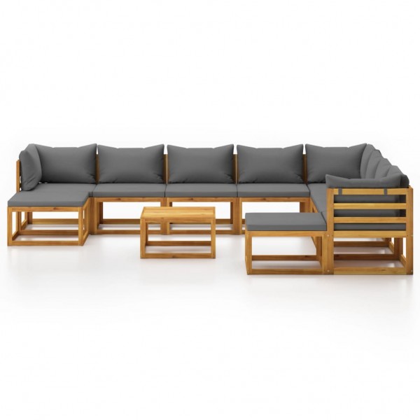 11 pcs conjunto lounge de jardim com almofadões acácia maciça M 2
