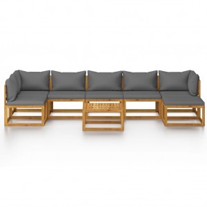 8 pcs conjunto lounge de jardim com almofadões acácia maciça H