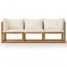 Banco de jardim 3 lugares c/ almofadões cor creme acácia maciça 2