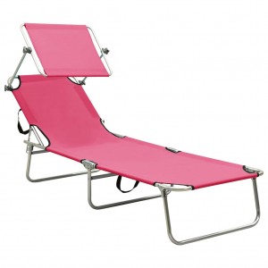 Tumbona plegable con toldo aluminio rosa H