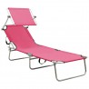 Tumbona plegable con toldo aluminio rosa 2