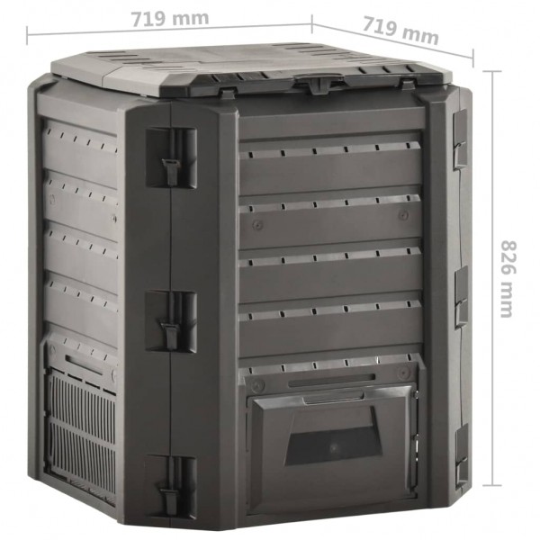 Compostador de jardín negro 380 L M 5