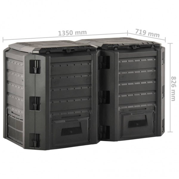 Compostador de jardín negro 800 L M 5