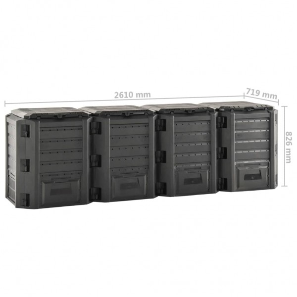 Compostador de jardín negro 1600 L M 5