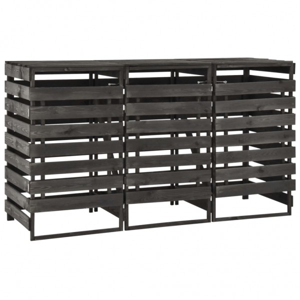 Cobertizo triple cubos basura madera pino pintada 210x75x121cm M 2