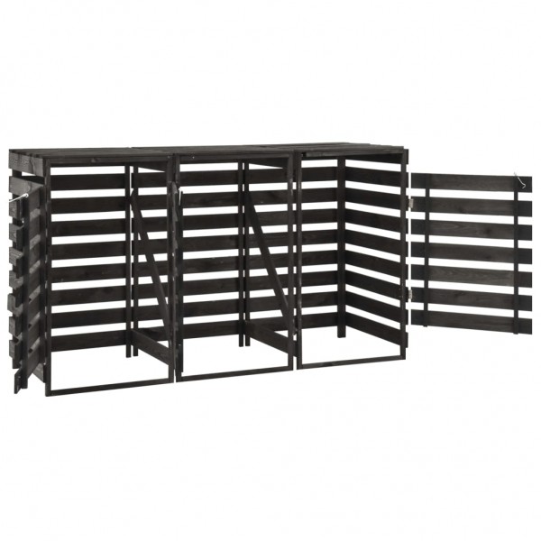 Cobertizo triple cubos basura madera pino pintada 210x75x121cm M 3