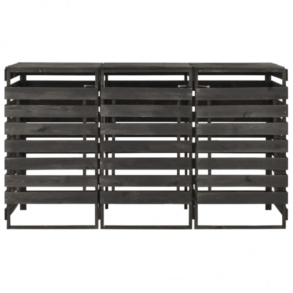 Cobertizo triple cubos basura madera pino pintada 210x75x121cm M 4