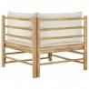 2 pcs conjunto lounge de jardim bambu c/ almofadões branco nata 5