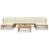 7 pcs conj. lounge p/ jardim em bambu c/ almofadões branco nata 2