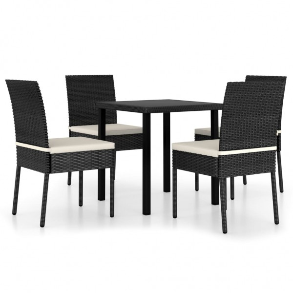 Conjunto de comedor de jardín 5 piezas ratán sintético negro D