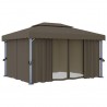 Gazebo com cortina 4x3 m alumínio cinzento-acastanhado 2
