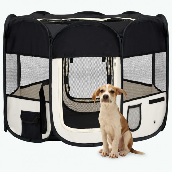 Parque de perros plegable bolsa de transporte negro 90x90x58 cm D