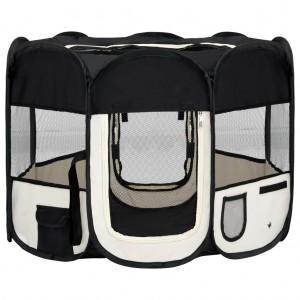 Parque de perros plegable bolsa de transporte negro 90x90x58 cm H