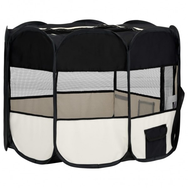 Parque de perros plegable bolsa de transporte negro 90x90x58 cm M 4