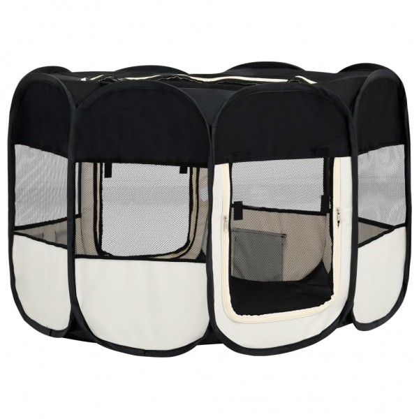 Parque dobrável p/ cão c/ saco de transporte 125x125x61cm preto M 5