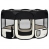 Parque de perros plegable y bolsa transporte negro 145x145x61cm 2