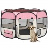Parque de perros plegable y bolsa transporte rosa 110x110x58cm 1