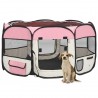 Parque de perros plegable y bolsa transporte rosa 125x125x61cm 1