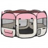 Parque de perros plegable y bolsa transporte rosa 125x125x61cm 2