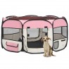 Parque de perros plegable y bolsa transporte rosa 145x145x61cm 1