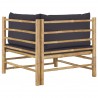 2pcs conj. lounge de jardim bambu c/ almofadões cinzento-escuro 5