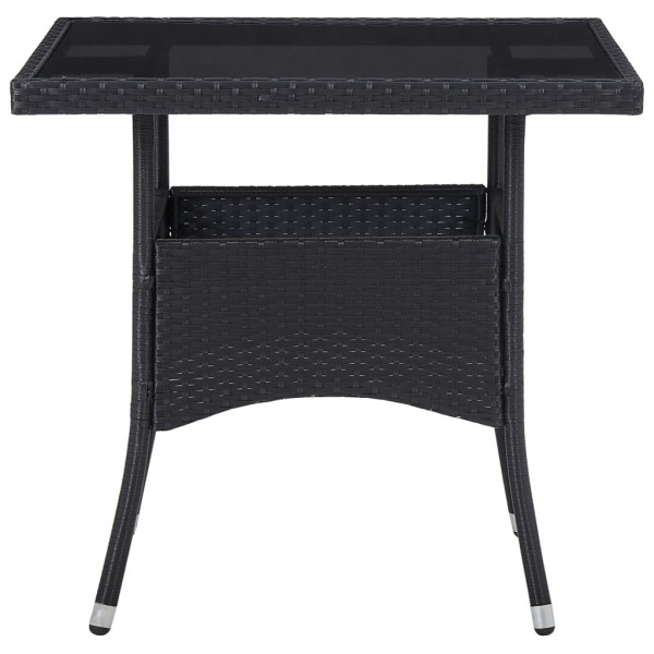 Set de comedor de jardín 5 pzas ratán sintético y vidrio negro M 3