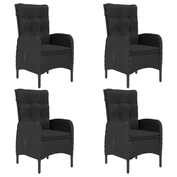 Set de comedor de jardín 5 pzas ratán sintético y vidrio negro M 4