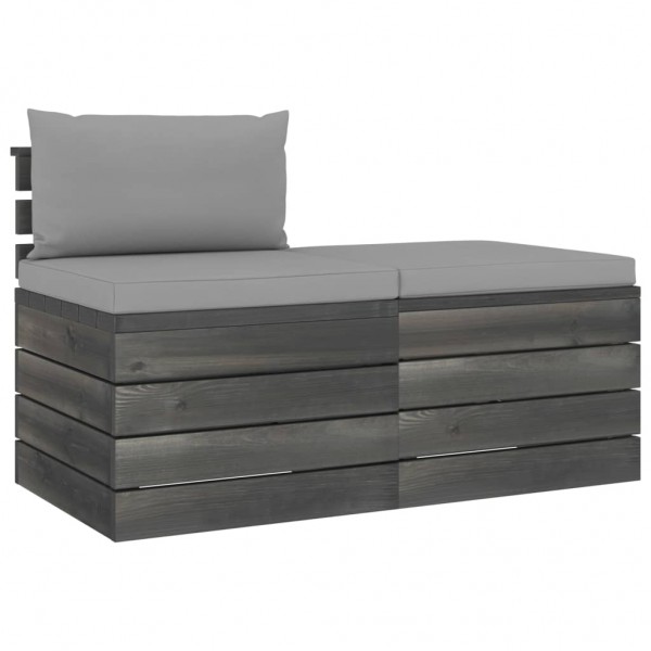 Muebles de jardín de palets 2 piezas cojines madera maciza pino D