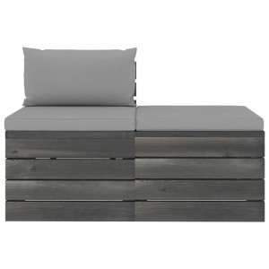 Mobiliário de jardim de paletes 2 peças almofadas madeira maciça pinheiro H