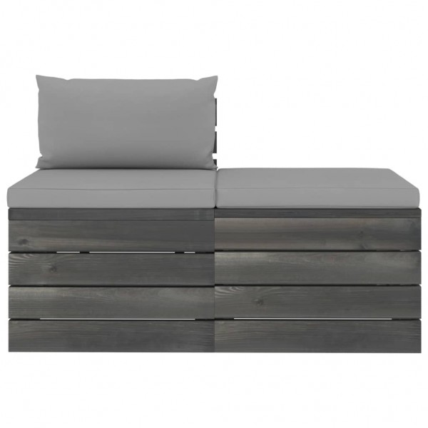 Muebles de jardín de palets 2 piezas cojines madera maciza pino M 2