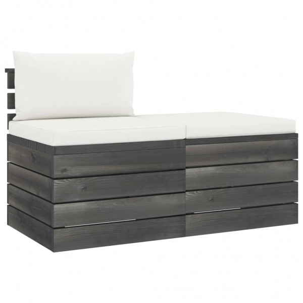 2 pcs conjunto lounge de paletes com almofadões pinho maciço D