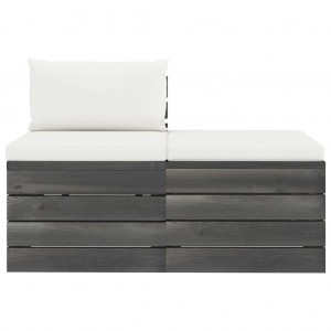 2 pcs conjunto lounge de paletes com almofadões pinho maciço H