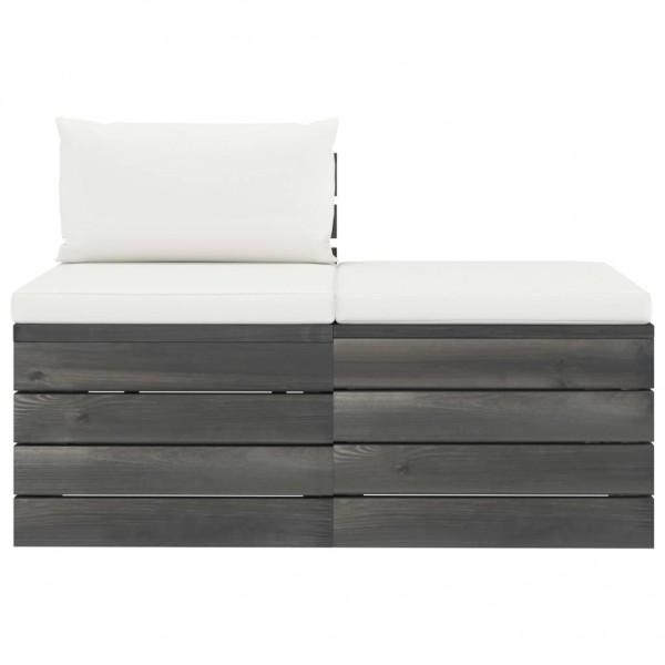 Muebles de jardín de palets 2 piezas cojines madera maciza pino M 2