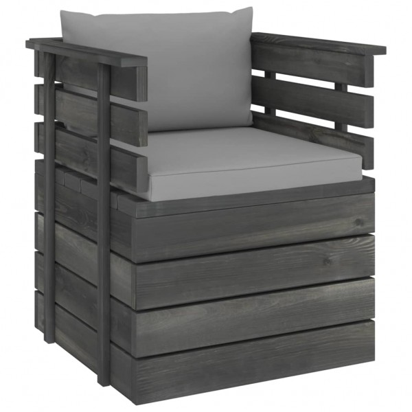 Sillón de jardín con cojines madera de pino D