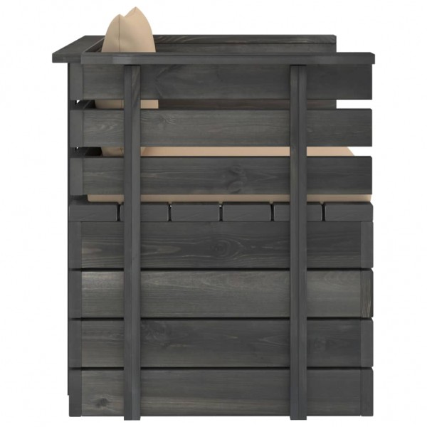 Sillón de jardín con cojines madera de pino M 3